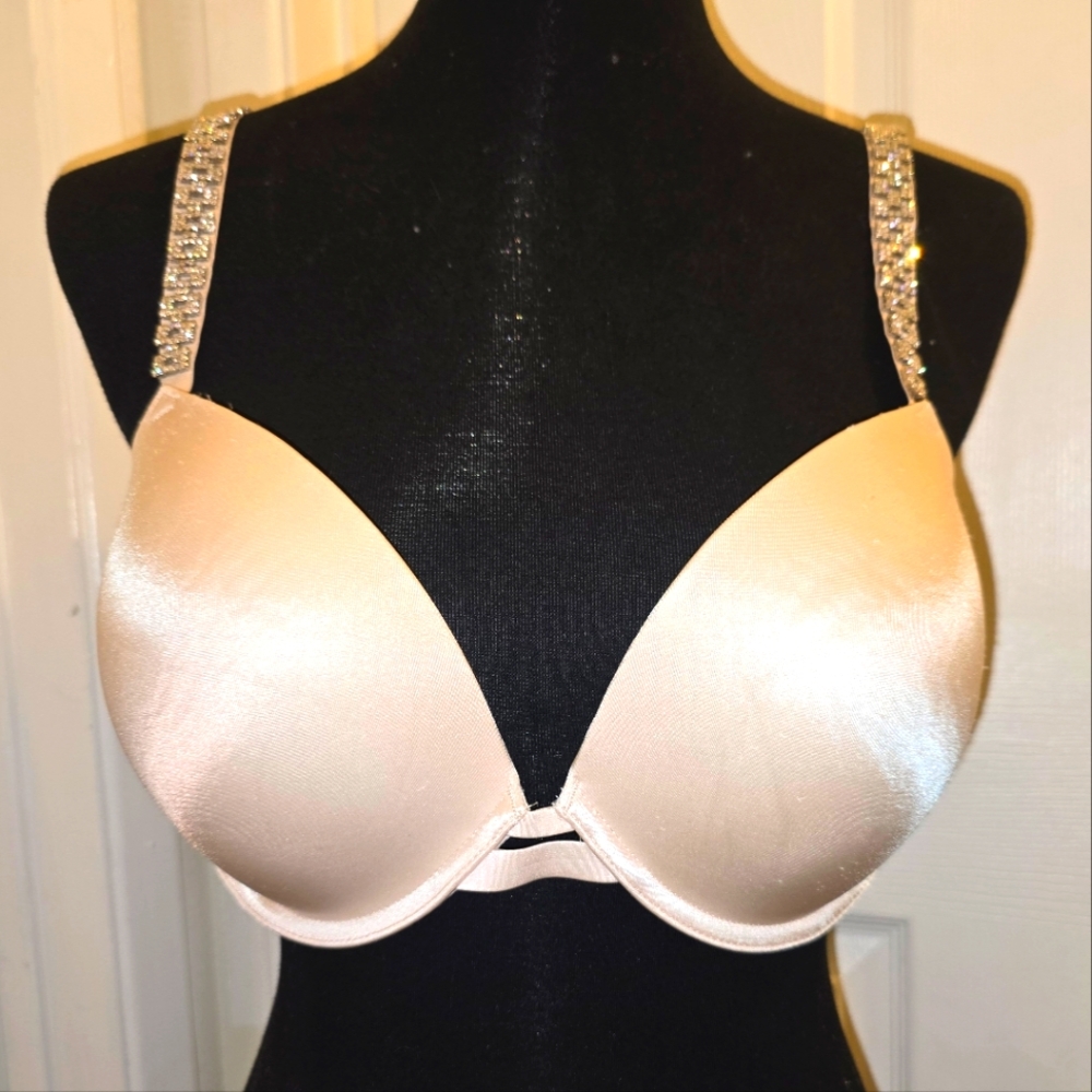 Victoria's Secret Cream Push Up Bra with Sparkling Straps
